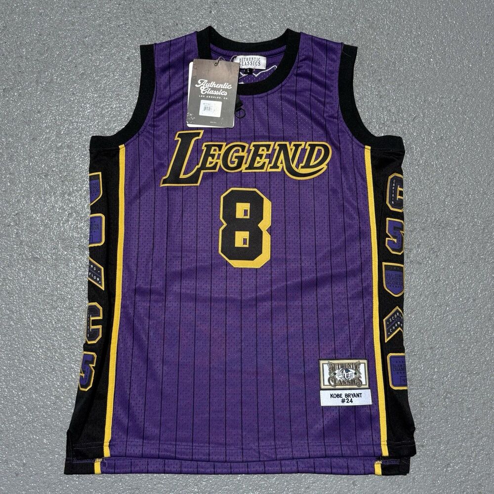 Men’s Kobe Bryant Legend Mamba Jersey Headgear Classics Purple Pinstripe Large